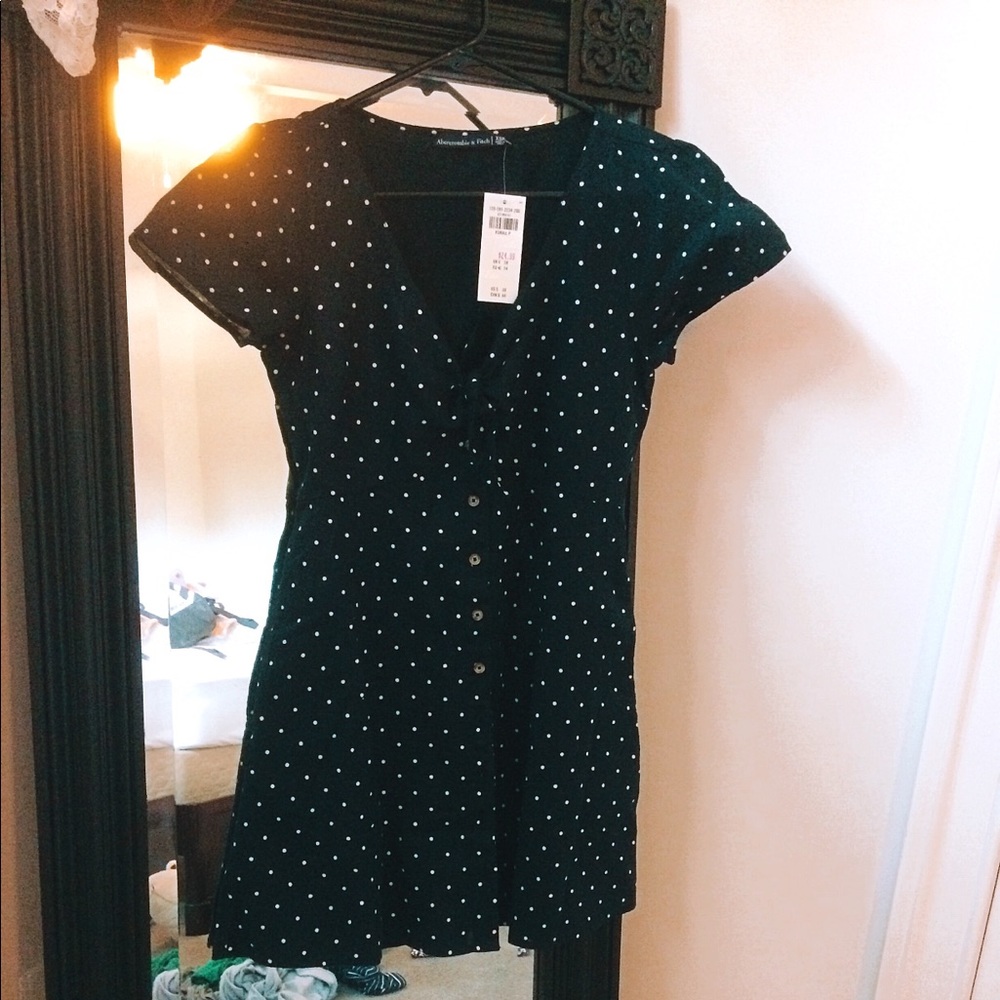 navy blue polka dot dress
